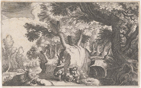 Forest Landscape with Hagar and Ishmael, Simon Frisius, 1611 Canvas Print