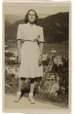 Isabel Wachenheimer standing in front of a mountain party, Davos, 30 July 1946, anonymous, 1946 Canvas Print