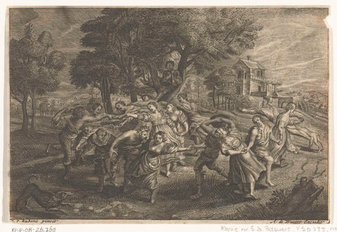 Landscape with men and women dancing, Schelte Adamsz. Bolswert, 1596 - 1709 Canvas Print