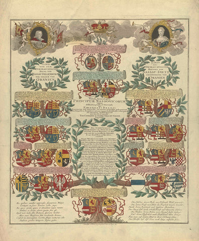 Family tree of the House of Orange-Nassau, 1767, Tobias Conrad Lotter, 1767 Canvas Print