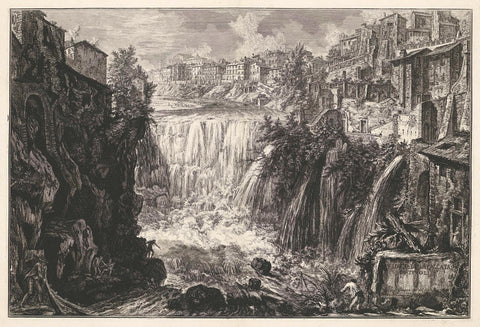 Waterfall in Tivoli, Giovanni Battista Piranesi, 1766 Canvas Print