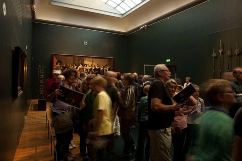 Room with visitors, weapons, The skinny company and a passage right, 2009 Canvas Print