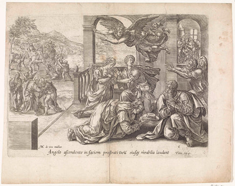 Departure of the angel Raphael, Maerten de Vos, 1643 Canvas Print