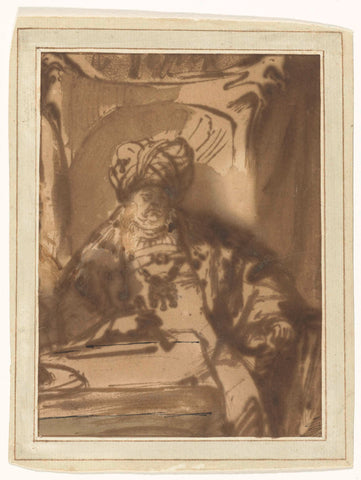 The Actor Willem Bartholsz Ruyter as King Ahasuerus on his Throne, Rembrandt van Rijn, c. 1635 - c. 1640 Canvas Print