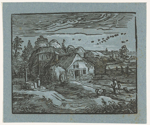 Landscape with farm, Hendrick Goltzius, 1597 - 1600 Canvas Print