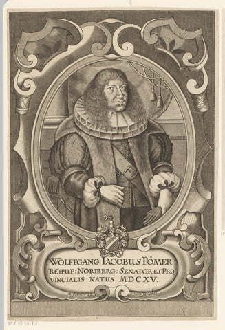 Portrait of Wolfgang Jacob Poemer, Matthias van Sommer, 1655 - 1672 Canvas Print