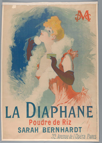 The Diaphane. Poudre de Riz , 1890, Jules Chéret, 1890 Canvas Print