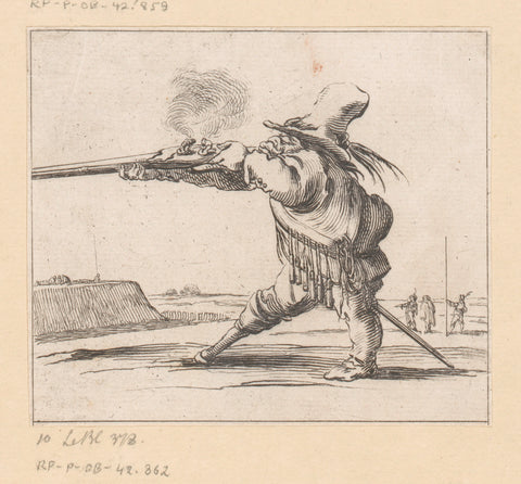 Caricature of a shooting man, François Collignon, 1620 - 1687 Canvas Print