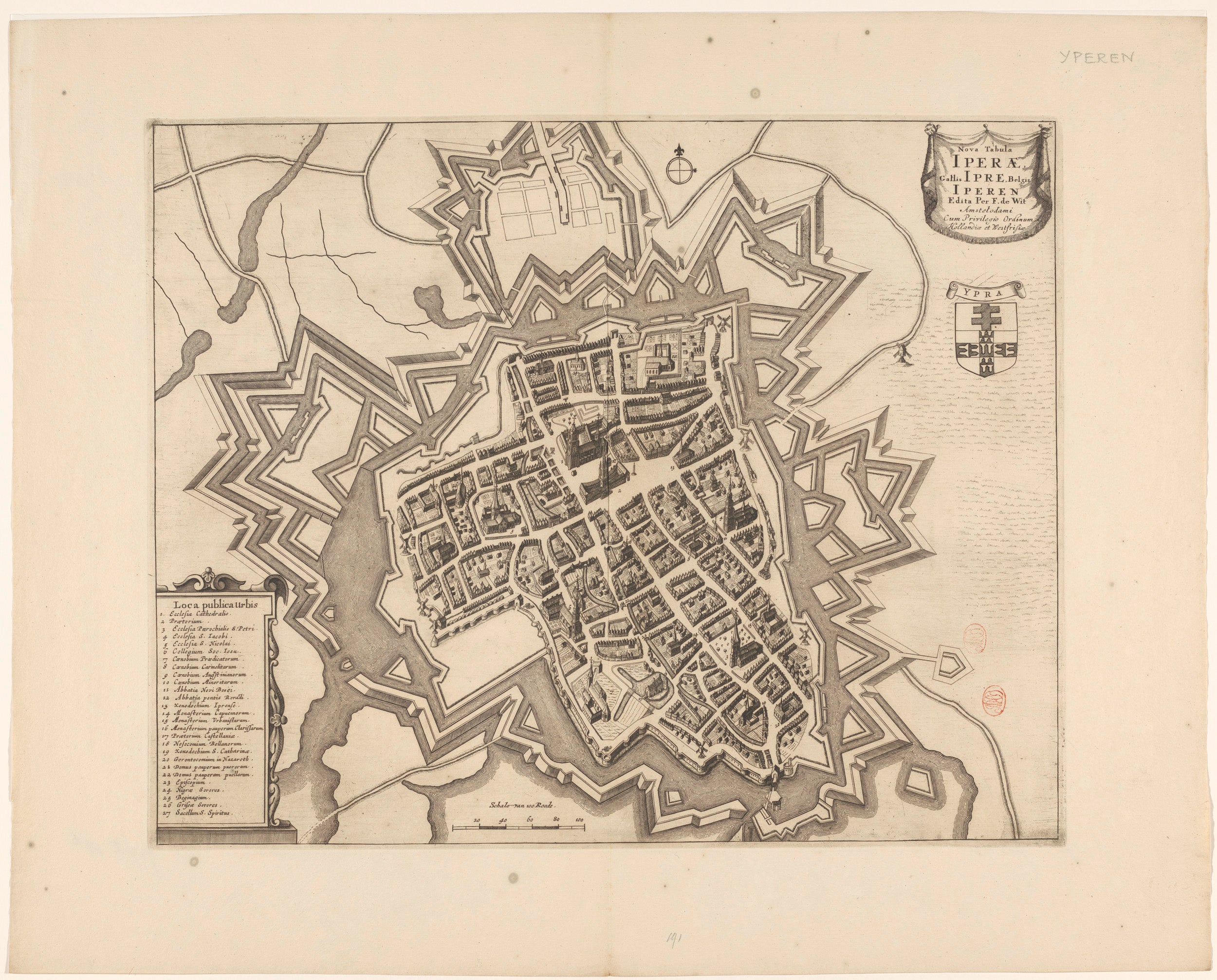 Map of Ypres, anonymous, c. 1700 - 1728 | CanvasPrints.com