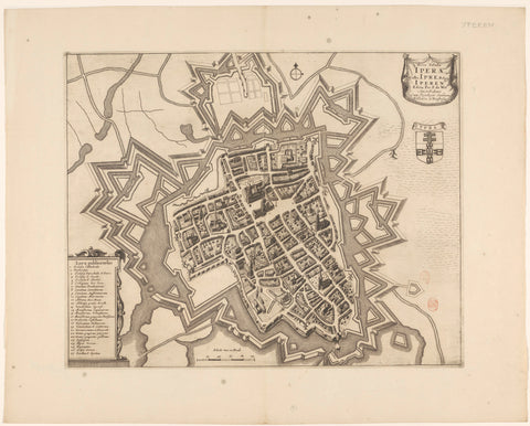 Map of Ypres, anonymous, c. 1700 - 1728 Canvas Print