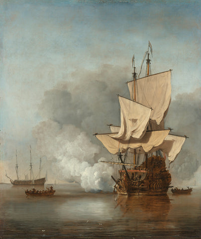 The Cannon Shot, Willem van de Velde (II), c. 1680 Canvas Print