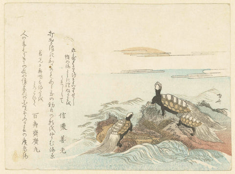 Turtles on a Rock, Ryûryûkyo Shinsai, c. 1800 - c. 1805 Canvas Print