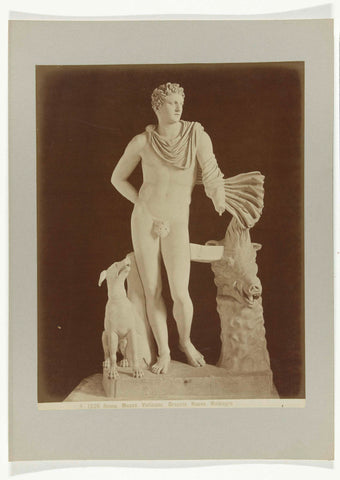 Sculpture of Meleager with dog and head of wild boar, anonymous, c. 1880 - c. 1904 Canvas Print