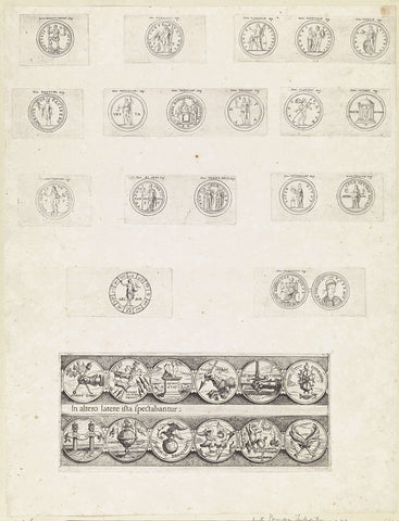 Negentien Romeinse munten met deviezen en emblemen van keizers, Theodoor van Thulden, 1642 Canvas Print