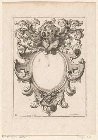 Cartouche with helmet, Jean Duvivier, 1712 Canvas Print