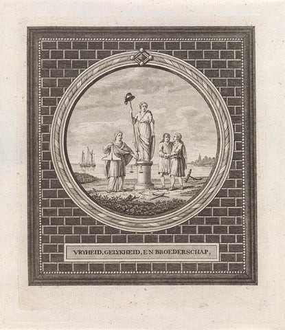 Allegory on Freedom, Equality, and Brotherhood, 1795, Carel Frederik Bendorp (I), 1795 Canvas Print