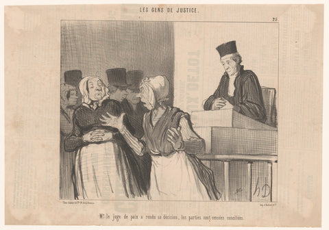 Two women in courtroom after judge's ruling, Honoré Daumier, 1846 Canvas Print