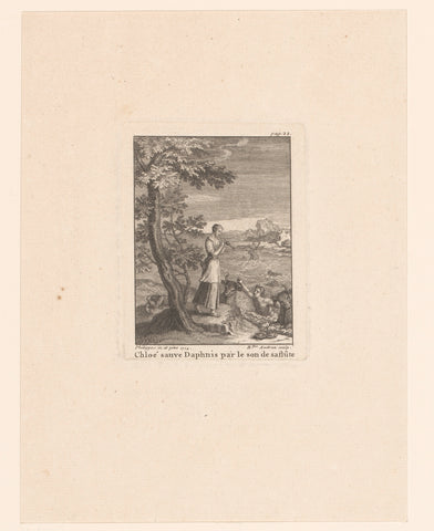 Chloe saves Daphnis, Benoît Audran (I), 1718 Canvas Print