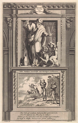 Saint Gregory of Nyssa, father of the church, Jan Luyken, 1698 Canvas Print