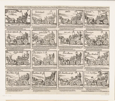 The sixteen state cars used during the visit of the Louise Henriëtte, Elector of Brandenburg and Amalia van Solms to Amsterdam, 1659, Jan Vos Jemaar, 1659 Canvas Print