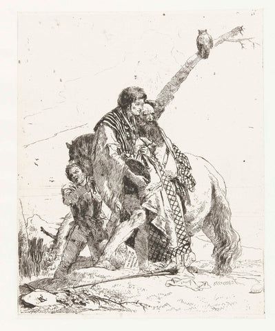 Wizard and two boys at horse, Giovanni Battista Tiepolo, in or before c. 1750 Canvas Print