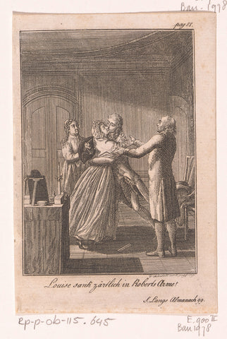 Luise and Robert hug each other, Daniel Nikolaus Chodowiecki, 1799 Canvas Print