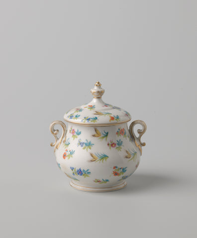 Sugar bowl with flower sprays, anonymous, c. 1860 Canvas Print