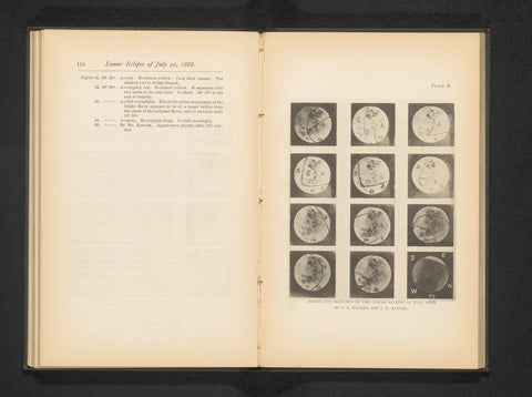 Twelve diagrams of the stages of the lunar eclipse of July 22, 1888, Edward Singleton Holden, c. 1888 - in or before 1891 Canvas Print