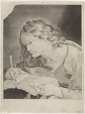 Johannes the Evangelist, writing in a book, Johannes Lutma (1624-1689), 1645 - c. 1706 Canvas Print