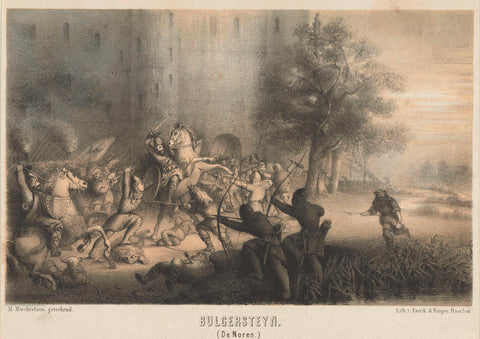 Bulgersteyn besieged by the Normans, c. 810, Matthijs Willem Gerardus Michielsen, 1800 - 1899 Canvas Print