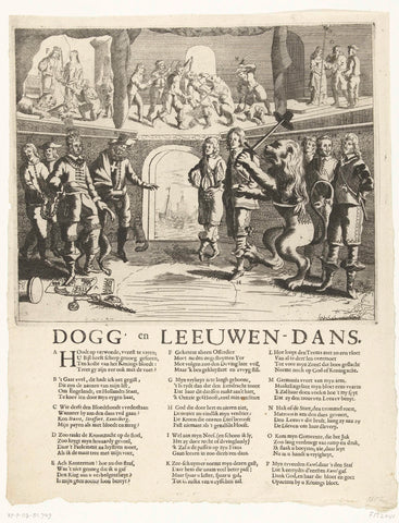 Honden- en Leeuwendans, 1652, anonymous, 1652 Canvas Print