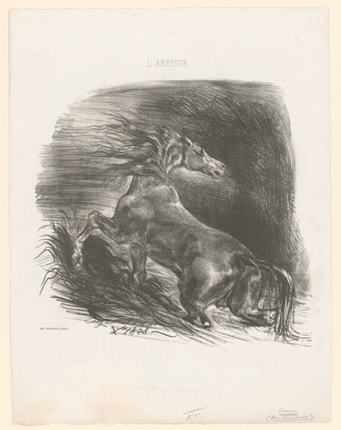 Wild horse, Eugène Delacroix, 1828 Canvas Print