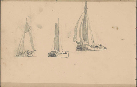 Study sheet with ships, Louis Apol, 1880 Canvas Print