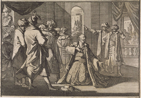 Emir Fakardin begs Sultan Murat IV for his life, 1633, Caspar Luyken (attributed to), 1701 Canvas Print