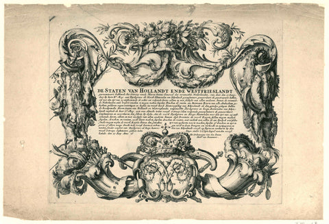 Patent granted by the States of Holland and West Friesland for a map of the Hoogheemraadschap van Rijnland, Romeyn de Hooghe, 1687 Canvas Print