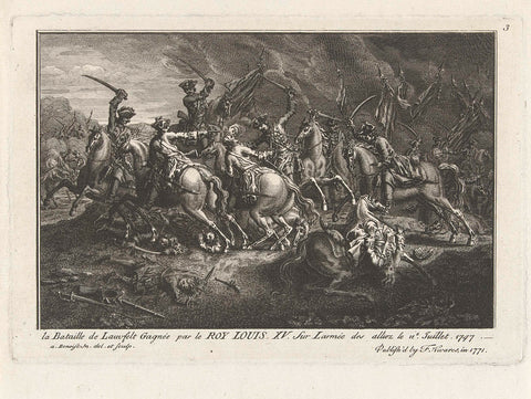 Battle of Lafelt, 1747, Antoine Benoist, 1771 Canvas Print