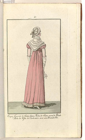 Elegantia, of tijdschrift van mode, luxe en smaak voor dames, Maart 1808, No. 41: Toque fourrée de Satin blanc...., anonymous, 1808 Canvas Print