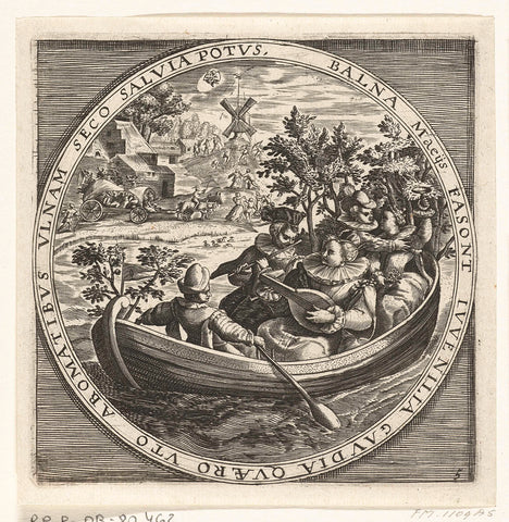 The month of May, music-making company in a boat, ca. 1600, anonymous, 1650 - 1675 Canvas Print