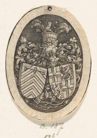 Coat of arms of the Van Schooten and Van Egmond families, Hendrick Goltzius, 1579 Canvas Print