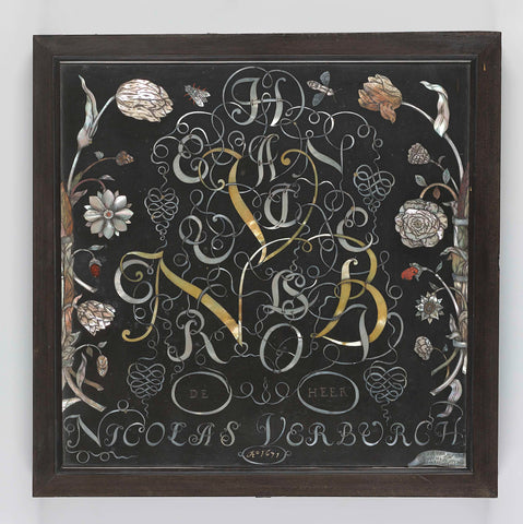 Panel with inlaid text: Mr Nicholas Verburch, Dirk van Rijswijck, 1671 Canvas Print