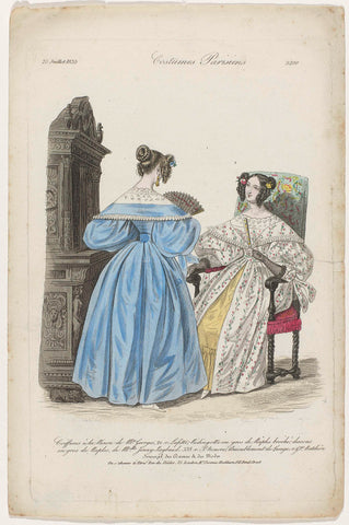 Journal des Dames et des Modes, Costumes Parisiens, 25 July 1835, (3290): Coiffures à la Ninon (...), Jean Denis Nargeot, 1835 Canvas Print