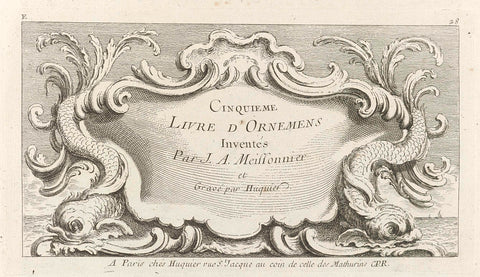 Title print for the fifth movement of Oeuvre de Juste Aurele Meissonnier, Gabriel Huquier, Juste Aurèle Meissonnier, 1738 - 1749 Canvas Print