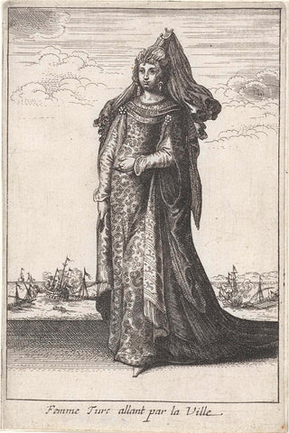 Turkish woman going through the City, Wenceslaus Hollar, 1662 Canvas Print