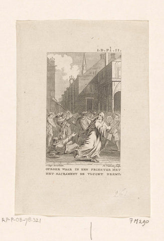 Priest brings the sacrament to safety during riot in Amsterdam, 1444, Harmanus Vinkeles, 1786 - 1792 Canvas Print