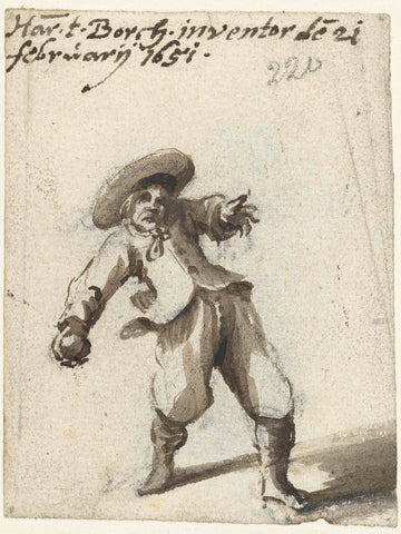 Jongen op het punt staand om een bal te gooien, Harmen ter Borch, 1651 Canvas Print