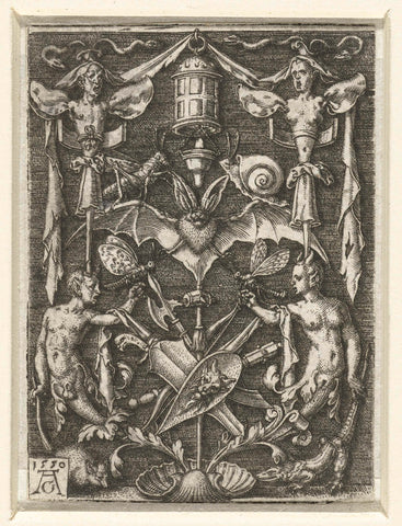 Vlakdecoratie met grotesken, Heinrich Aldegrever, 1550 Canvas Print