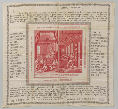 Cloth made of cotton, De Leidsche Katoenmaatschappy, 1918 Canvas Print