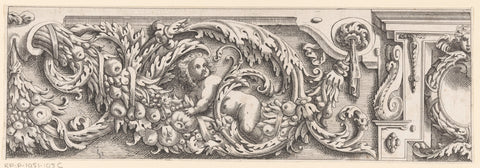 Putto in tendrils of acanthus leaves and fruit, anonymous, 1640 Canvas Print