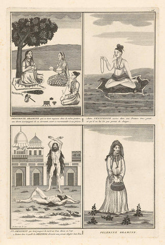 Representations of Indian ascetices who do penance, Bernard Picart (workshop or), 1723 Canvas Print