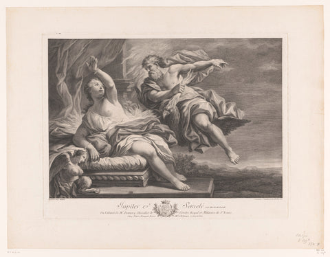 Jupiter en Semele, Jean Daullé, 1762 Canvas Print